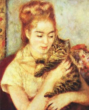 Pierre Renoir Woman with a Cat China oil painting art